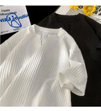 Fashionable High-end V-neck Short-sleeved T-shirt Men's Korean Style Summer Fashion Handsome Clothes Loose Versatile Top Chic