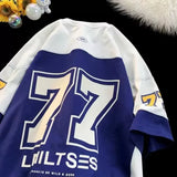 European and American style ice hockey short sleeved T-shirt men's retro sports casual rugby shirt basketball hip-hop jersey