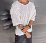 Men T Shirt Striped Short Sleeve Transparent Summer Casual Camisetas Streetwear Fashion Leisure Camisetas S-5XL