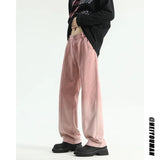 Pink Jeans Men Fashion Retro Black Casual Jeans Men Streetwear Hip-hop Loose Straight Jeans Mens Vintage Denim Trousers