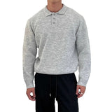New British Retro Men Polo Neck Sweater Light Luxury Knit Loose Long Sleeve Pullover Casual Solid Color Premium Knitwear M-3XL