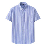Brand Short Sleeves Oxford Shirts Men 100% Cotton Business Striped Shirts for Man Casual Slim-fit Tops Men