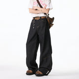 Floor jeans men Wide Leg Denim Pants Baggy Low Waist Boyfriend Jeans Personality design Loose Fit Jeans Cyber Grunge Streetwear
