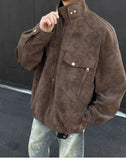 Street Zipper Jacket High-end Handsome Stand-up Collar Coat American 2025 Retro Handsome Work Jacket Loose Top Urban