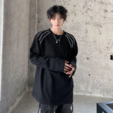 Round Collar Men's Fashion Top Pullover Long Sleeve Tees High Street Casual Male T-shirt Autumn Winter
