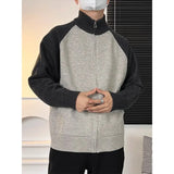 Autumn Men's Zipper Cardigan Jacket Casual Patchwork Stand Collar Long Sleeve Sweater Korean Premium Quality Knitted Outerwear