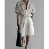 Summer Short Sleeved Shirt Men Oversized Black White Casual Shirt Men Streetwear Korean Loose Hollow Shirt Mens Hawaiian Shirts