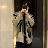 Autumn Clothing Men's Light Luxury Knitted Button Down Cardigan Sweater Long Sleeve Streetwear Patchwork Coat Fashion Knitwear