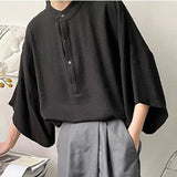 Summer Oversize Shirt Men's Fashion Dolman Sleeves Tops Casual Shirts Streetwear Korean Loose Short Sleeve Tee Shirts Pullover