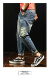 Trendy Brand Men's Jeans Loose Fit Casual Style Japanese Design Cropped Pants For Overweight Men New Arrival