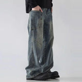 Spring and Autumn American Street Men and Women Trendy Personalized Straight Tube Washed Jeans Couple Loose Retro Casual Pants