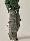 New High Street Summer Retro Washed Straight Tube Workwear Jeans Pockets for Men and Women Casual Loose American Pants y2k