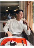 New Korean Trendy Men Henry Sweater Light Luxury Knitted Solid Color Long Sleeve Pullover Premium Quality Skin-friendly Knitwear