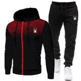 Spring And Autumn New Men's Set Casual Sportswear Printed Hooded Zipper Jacket + Trousers Two-piece Fashion Men's Clothing
