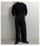 New Korean Fashion Men Polo Sweater Light Luxury Knitted Solid Color Long Sleeve Pullover Premium Quality Skin-friendly Knitwear