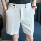 Summer Man Shorts Fashion Casual Bermuda Shorts Black Beige Khaki Straight Short Suit Pants Quality Men Bottoms Wear