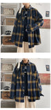 Autumn Oversized Long Sleeved Shirt Men Fashion Retro Plaid Shirt Men Streetwear Korean Loose Casual Shirts Mens Large Size 5XL