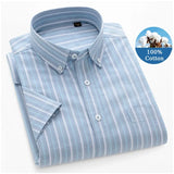 Brand Summer Shirts for Men 100% Cotton Short Sleeves Striped Shirts Man Casual Blusas Man Trending Products 