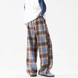 Autumn Thick Casual Pants Men Warm Fashion Retro Plaid Pants Men Streetwear Loose Wide Leg Pants Mens Vintage Trousers M-3XL