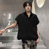 Simple Men's Shirts Turn-down Collar Pocket Solid Color Casual Tops Single Breasted Loose Male Shirt Korean Style