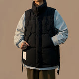 Turtleneck Vests Men Safari Style Loose Lace-up  All-match Daily Autumn Winter Simple Hipster Streetwear Slouchy Students