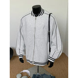 New Men's Casual Jacket Coat Embroidery Letter Logo Striped Patchwork College Baseball Jackets Zipper Outerwear Male Clothes