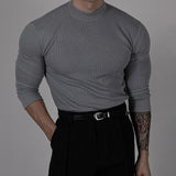 Mens T-Shirt Sports Fitness Elastic Bottoming Shirt Breathable Solid Color Versatile Simple Gym Long-Sleeved Top Men'S Clothing