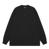 Korean Style Men's T-shirts Round Collar Solid Color Loose Top Long Sleeve Male Pullover Tee Vintage Menswear Spring