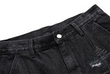 Hip Hop Denim Shorts Men Streetwear Vintage Patch Jeans Short Oversized Harajuku Embroidery Black Baggy Knee Length Pants Male