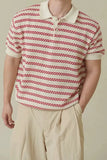 Summer Lapel Short Sleeved T-shirt Men Slim Fit Casual Striped T Shirt Men Streetwear Korean Knitted T Shirt Mens Polo Shirt
