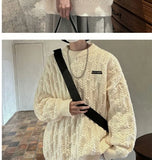 Autumn and winter high street men and women Korean style trend lazy style round neck sweater couple loose retro casual knitted