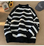 American autumn and winter high street men and women trendy lazy style round neck knitted sweater couple loose casual sweater