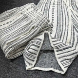 Vintage Knitted Shorts Male Striped Retro Pants Drawstring Half Pants Fabric Heavy Drooping Trendy  Capris Pants