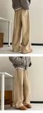Winter Thick Casual Pants Men Warm Straight Velvet Pants Men Streetwear Loose Wide Leg Pants Mens Thicken Lamb Wool Trousers