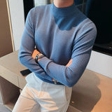 Male High End Fashion Knitted Pullover Sweater Men Half Turtle Neck Winter Woolen Casual Jumper Clothes
