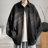 2025 New fabric Long-sleeved Shirts Men Korean Comfortable Blouses Casual Loose Single Breasted Textured Mens shirt Harajuku