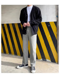 Autumn Fashion Men Luxury Knitted Sweater Coats Trendy Korean Popular V Neck Long Sleeve Cardigan Jacket Casual Stylish Knitwear