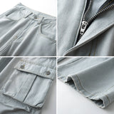 Fashion Blue Muti-pockets Cargo Jeans Men's Patchwork Straight Casual Mopping Trousers Men Hip Hop Streetwear Loose Pants