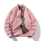 Men Bomber Jacket Women Solid Autumn Winter Pilot Jacket Fashion Vintage Hooded Baseball Coat Casual Windbreak Red Pink Burgundy