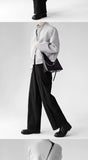Korean Elegant Pants Fake Pocket Decoration Wide-leg Pants Autumn New American Style Design Sense Spliced Straight Suit Trousers