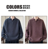 Korean Style Men's Polo Sweater Light Luxury Textured V-neck Knit Long Sleeve Pullover Autumn Casaul Trendy Male Clothing M-3XL