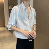 Mens casual shiny casual shirt daily thin style personality versatile temperament youth trend tops men's clothing 2024 new