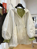 Design-sensory Zippers Trench Coat Both Sides Thin Hooded Jacket Korean 2025 Summer Spliced Jacket High-end Sunscreen Clothes