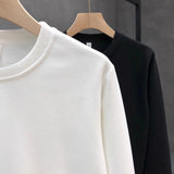 Simple Design Sense White Sweatshirt Men's Trendy Round Neck Bottoming Shirt 2025 Spring Autumn Handsome Men's Hot Top Urban