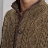 Vintage Jacquarded Cardigan Coat Light Luxury Knitted Lapel Long Sleeve Men Sweater Jacket Autumn Leisure Premium Knitwear M-3XL