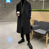 Mens Double-Breasted Mid-Length Coat Autumn Winter Genderless Korean Style Fashion Commuter Thickened Elegant Retro Coat Unisex