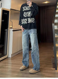 Spring and Autumn American Street Men and Women Trendy Personalized Straight Tube Washed Jeans Couple Loose Retro Casual Pants