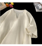 Fashionable High-end V-neck Short-sleeved T-shirt Men's Korean Style Summer Fashion Handsome Clothes Loose Versatile Top Chic