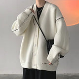 Knitted Cardigan Male Solid Color No Hoodie Long Sleeve Men's Sweaters Open Cable Designer Top Casual Jackets Y2k Vintage Woven