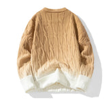Korean Gradient Knitwear Loose Chunky Twist Knit Pullover 2024 New Round Neck Sweater Autumn Winter Warm Couple Tops